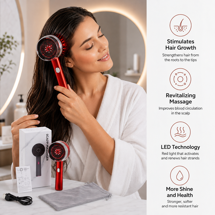Hair Oiling Red Light Scalp Massager (One Set)