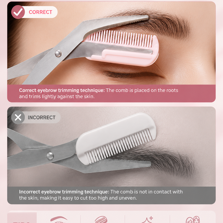 Precision Eyebrow Scissors with Built-In Comb