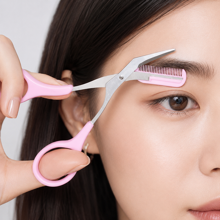 Precision Eyebrow Scissors with Built-In Comb