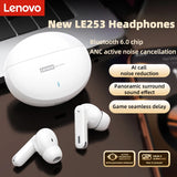 Lenovo LE253 Headphones TWS Wireless Bluetooth 6.0 ANC Noise Reduction HiFi Sound Earphones Game Sports Headset With Mic Earbuds